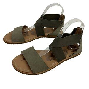 Sorel Ella ll Criss Cross 3201 Gladiator Flat Sandals Womens 9 Olive